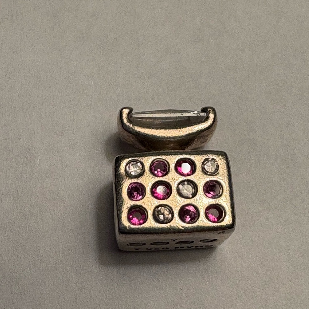 Chamilia Sterling Silver and Pink rhinestone perfume bottle bracelet charm